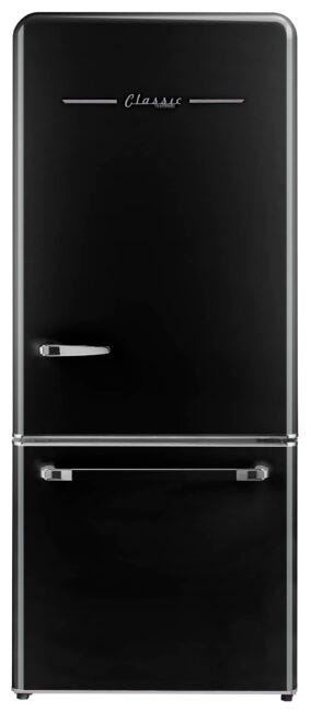 Classic Retro 30 in 17.7 cu. ft. Frost Free Retro Bottom Freezer Refrigerator in Midnight Black, ENERGY STAR UGP-510L B AC