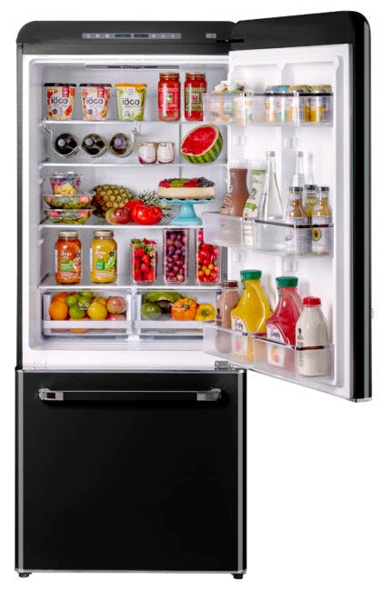 Classic Retro 30 in 17.7 cu. ft. Frost Free Retro Bottom Freezer Refrigerator in Midnight Black, ENERGY STAR UGP-510L B AC