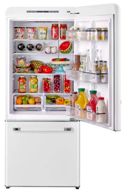 Classic Retro 30 in 17.7 cu. ft. Frost Free Retro Bottom Freezer Refrigerator in Marshmallow White, ENERGY STAR UGP-510L W AC
