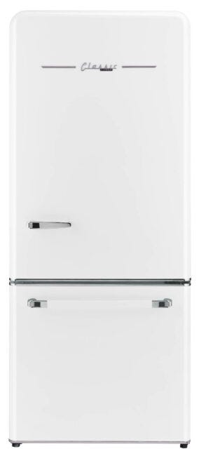 Classic Retro 30 in 17.7 cu. ft. Frost Free Retro Bottom Freezer Refrigerator in Marshmallow White, ENERGY STAR UGP-510L W AC