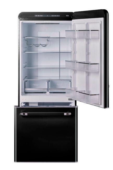 Classic Retro 30 in 17.7 cu. ft. Frost Free Retro Bottom Freezer Refrigerator in Midnight Black, ENERGY STAR UGP-510L B AC