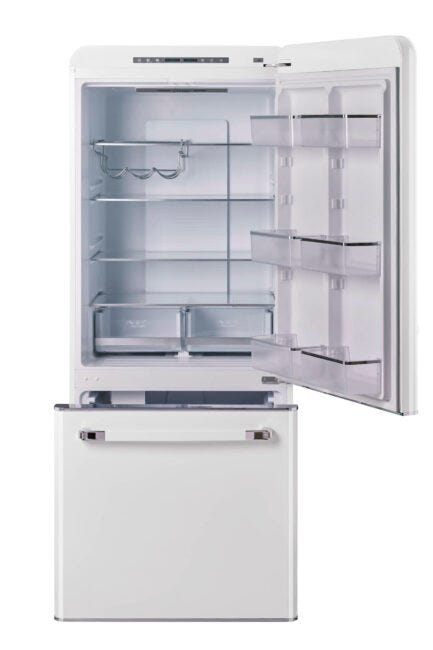 Classic Retro 30 in 17.7 cu. ft. Frost Free Retro Bottom Freezer Refrigerator in Marshmallow White, ENERGY STAR UGP-510L W AC