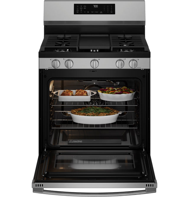 GE Profile™ 30” Smart Free-Standing Gas Convection Range with No Preheat Air Fry and EasyWash™ Oven Tray PGF700AYFS