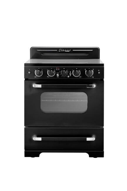 Unique 30' Classic Retro Midnight Black Electric Ceramic top Range UGP-30CR EC B
