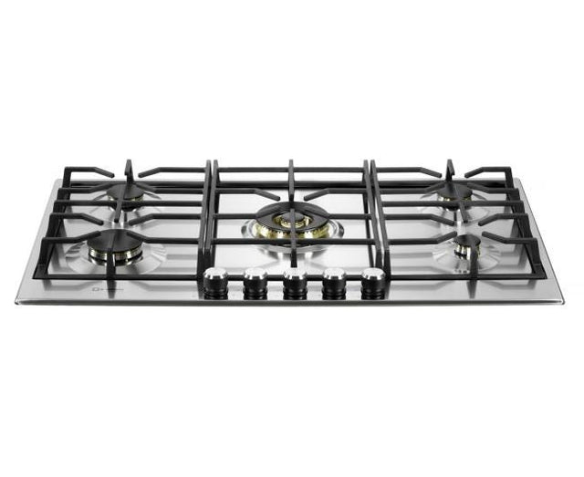 Verona VDGCT536FSS 36 inch Italian-Made Gas Cooktop with 5 Brass Burners and Continuous Cast Iron Grates in Stainless Steel