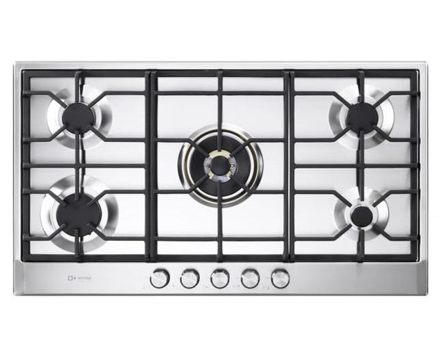 Verona VDGCT536FSS 36 inch Italian-Made Gas Cooktop with 5 Brass Burners and Continuous Cast Iron Grates in Stainless Steel