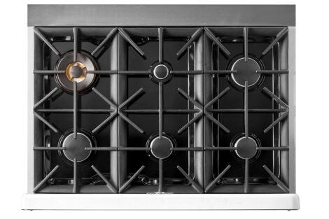 Unique 36' Classic Retro Marshmallow White Range with FR Triple Crown Burner UGP-36CR W