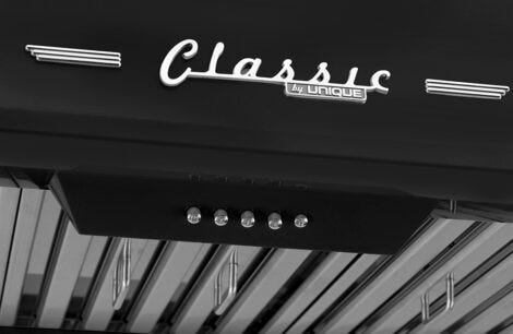 Unique 36' Classic Retro Midnight Black Range Hood UGP-36CR RH B