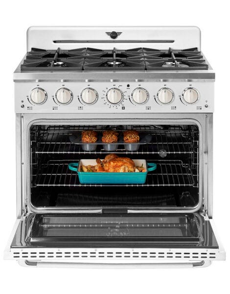 Unique 36' Classic Retro Marshmallow White Range with FR Triple Crown Burner UGP-36CR W
