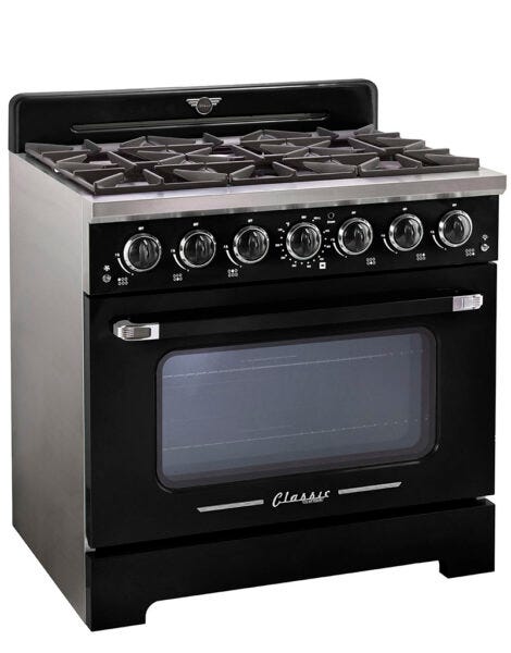 Unique 36' Classic Retro Midnight Black Range with FR Triple Crown Burner UGP-36CR B