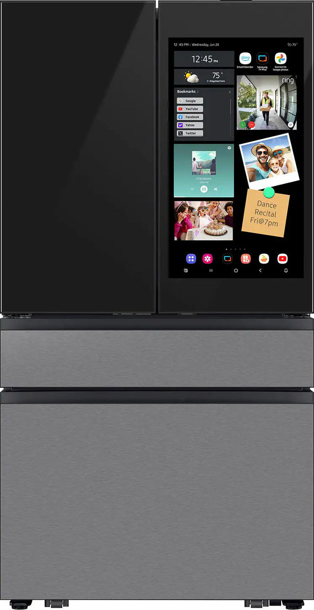 Samsung - Bespoke 29 cu. ft. 4-Door French Door Refrigerator with AI Family Hub+ - Charcoal Glass & Stainless Steel RF90F29AECRAA (S&D)