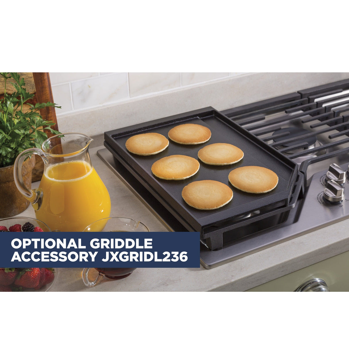 GE 30" Built-In Gas Cooktop with 5 Burners and Dishwasher Safe Grates JGP5030SLSS
