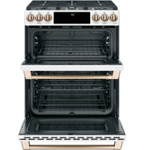 Cafe Appliance Package - 4 Piece Appliance Package with Gas Range - Matte White w/ Brushed Bronze Hardware