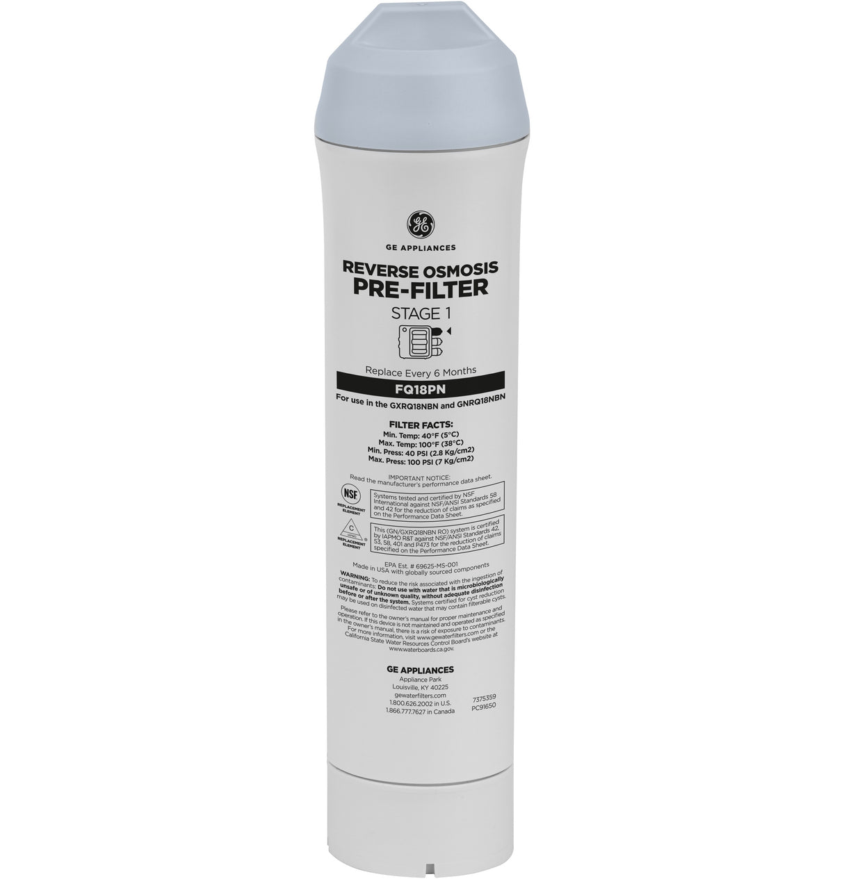 GE® Reverse Osmosis Filtration System GXRQ18NBN