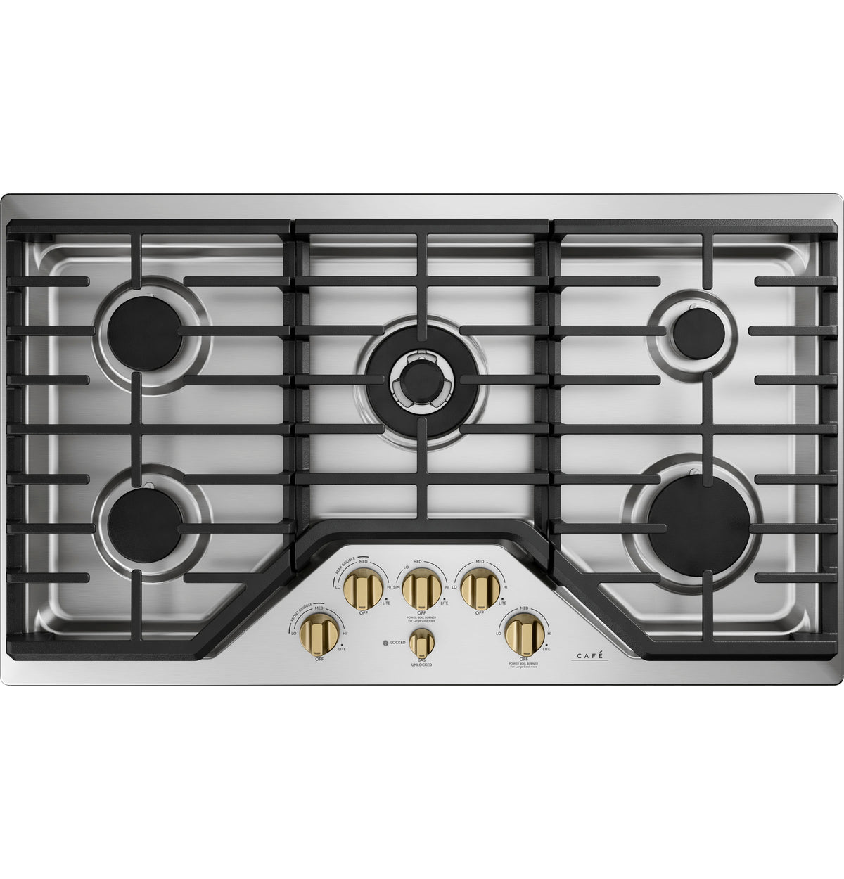 CAFÉ™ 5 Gas Cooktop Knobs - Brushed Brass CXCG1K0PMCG