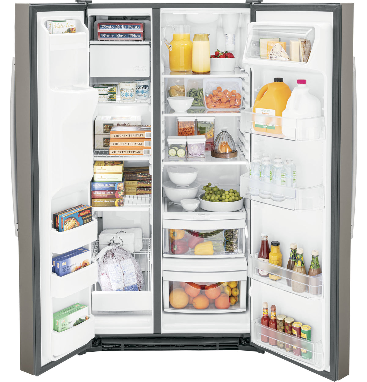 GE® 25.3 Cu. Ft. Side-By-Side Refrigerator GSS25GMPES
