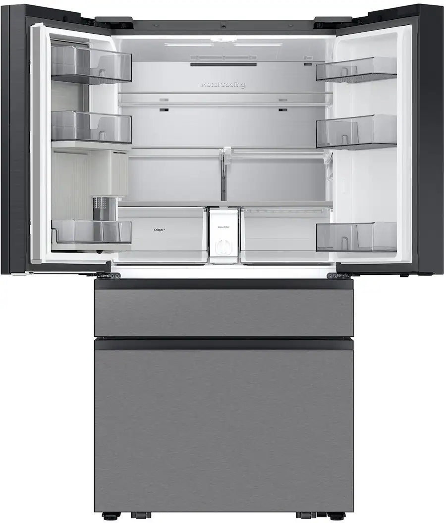 Samsung - Bespoke 29 cu. ft. 4-Door French Door Refrigerator with AI Family Hub+ - Charcoal Glass & Stainless Steel RF90F29AECRAA (S&D)