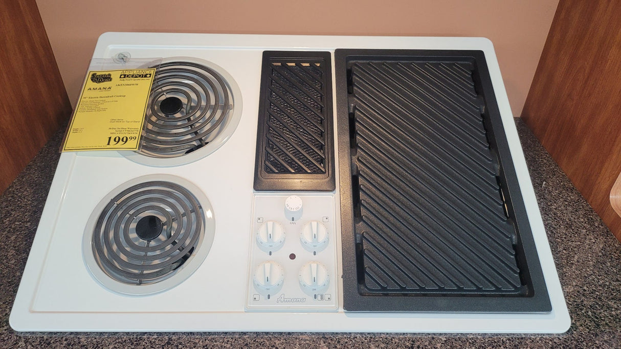 Amana 30" Electric Downdraft Cooktop AKES3060WW (S&D)