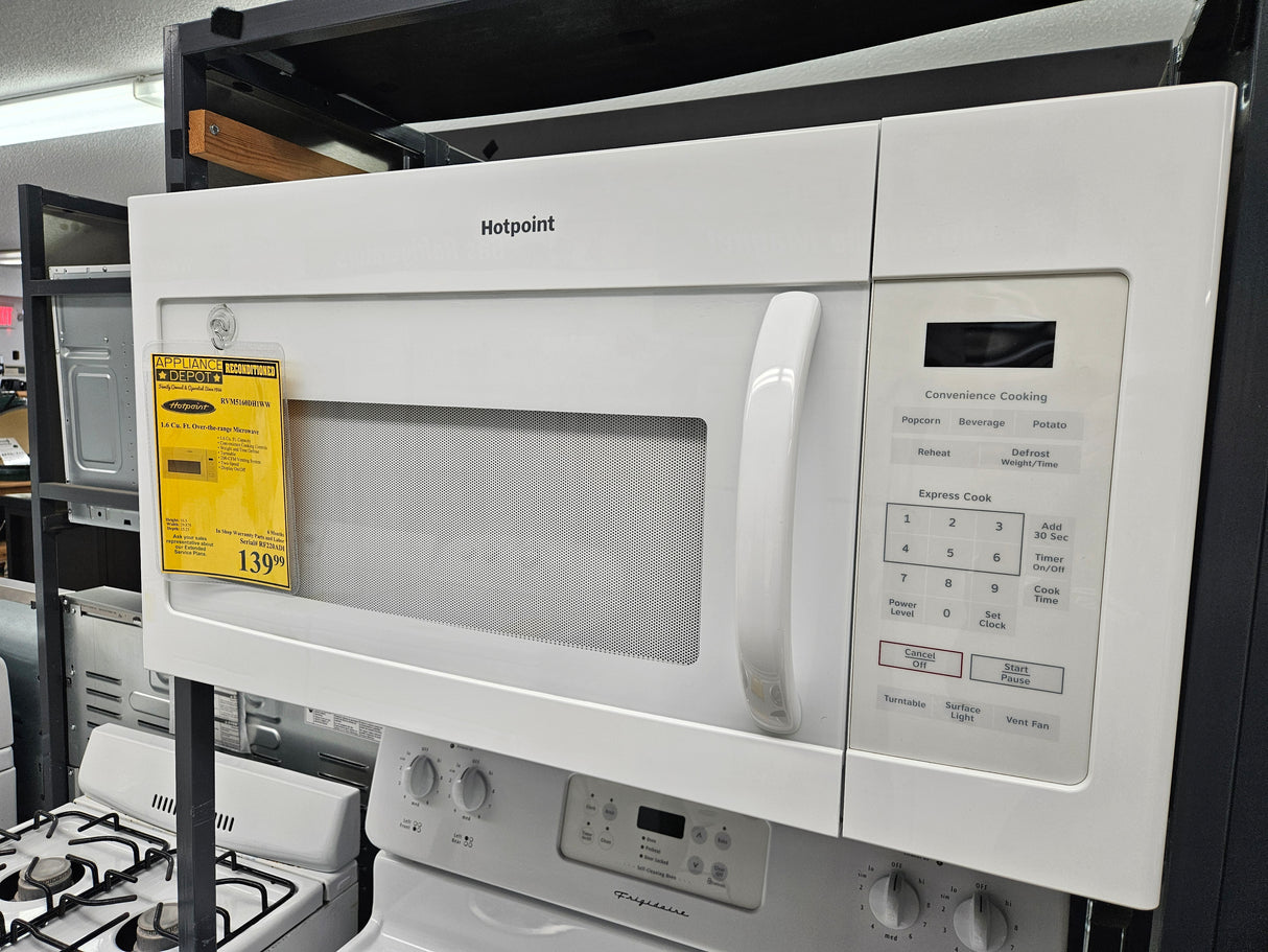 Reconditioned Hotpoint 1.6 Cu. Ft. Over-the-Range Microwave RVM5160DH1WW