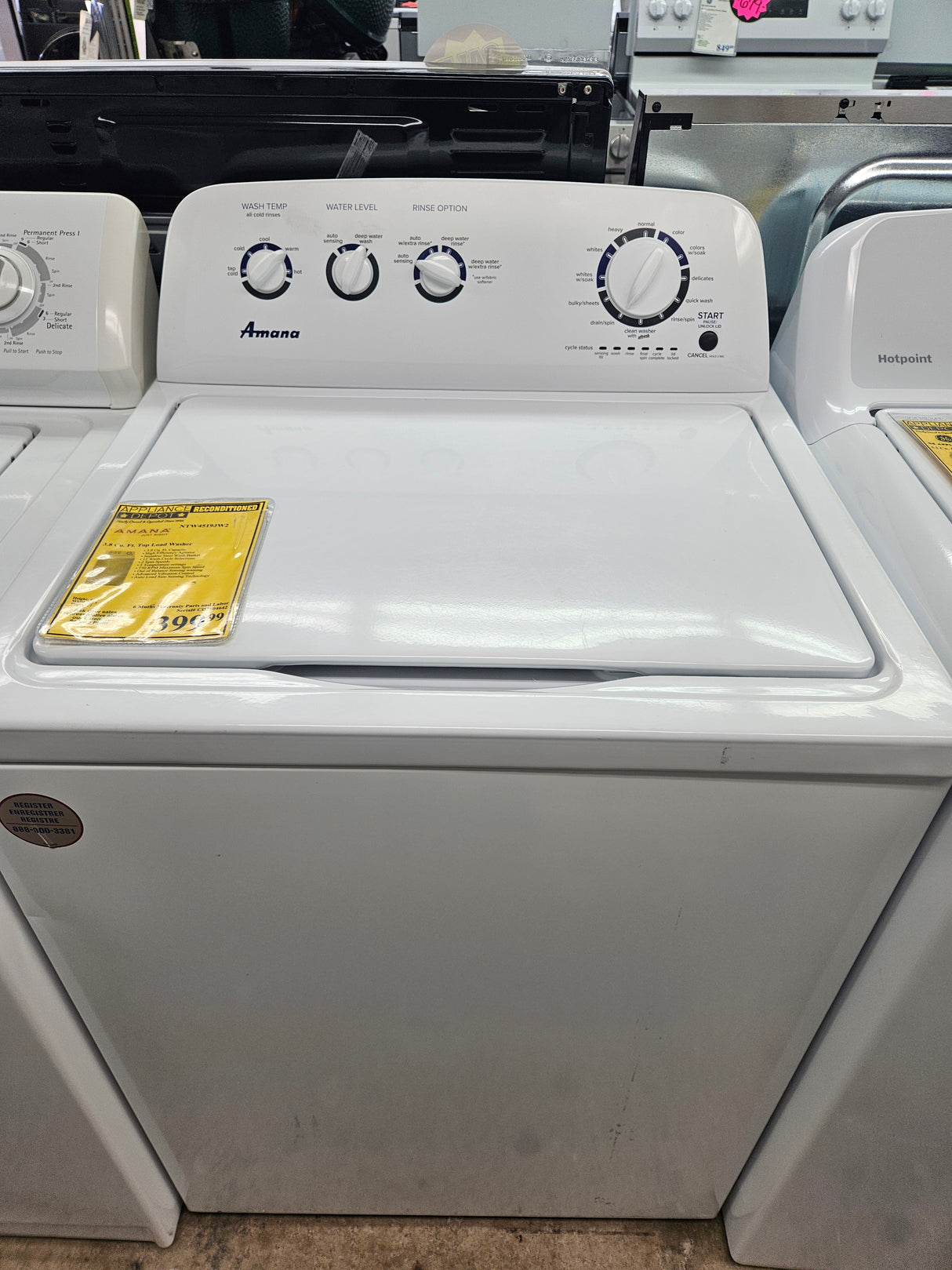 Reconditioned Amana 3.8 Cu. Ft. Top Load Washer NTW4519JW2