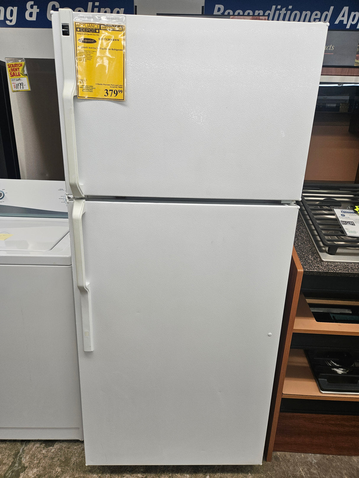 Reconditioned Hotpoint 16.6 Cu. Ft. Top-Freezer Refrigerator HTS17GBSERWW