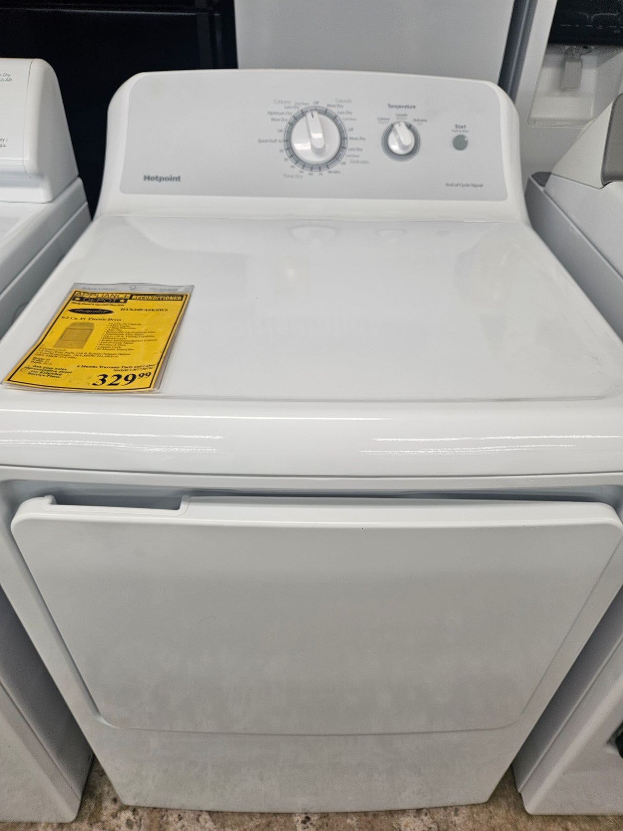 Reconditioned Hotpoint 6.2 Cu. Ft. Electric Dryer HTX24EASK0WS