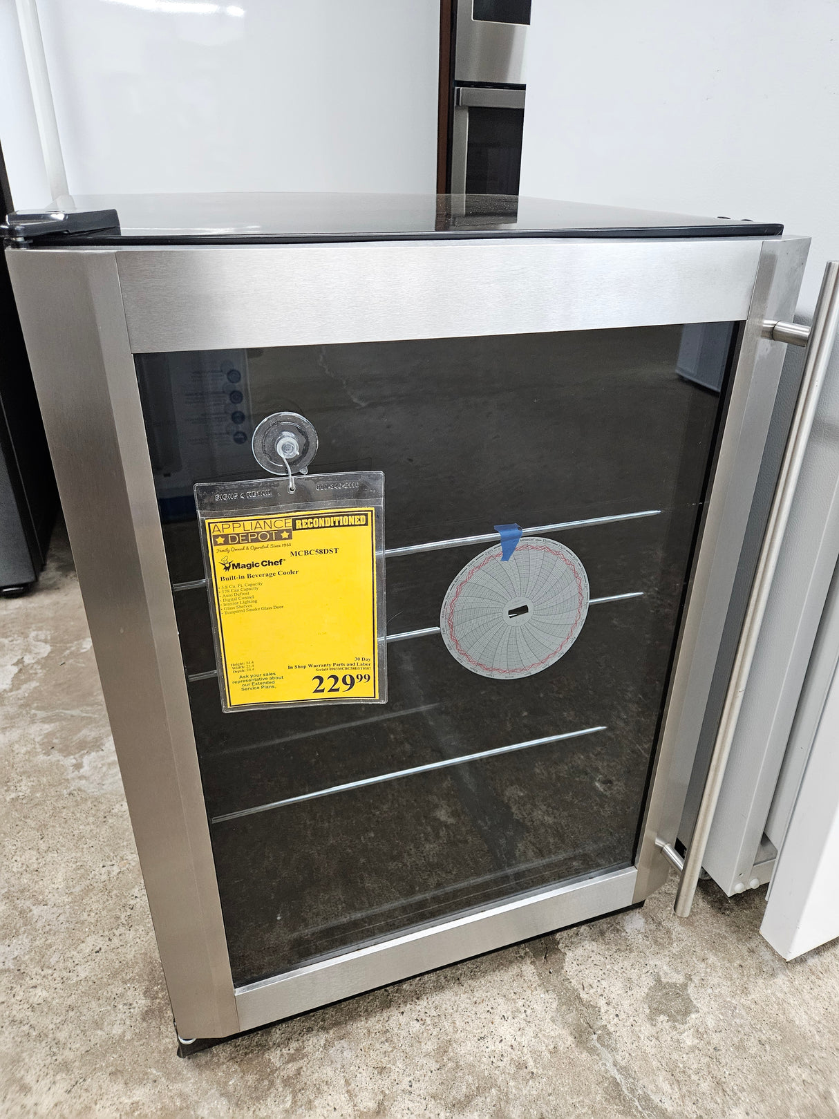 Reconditioned Magic Chef Built-In Beverage Cooler MCBC58DST