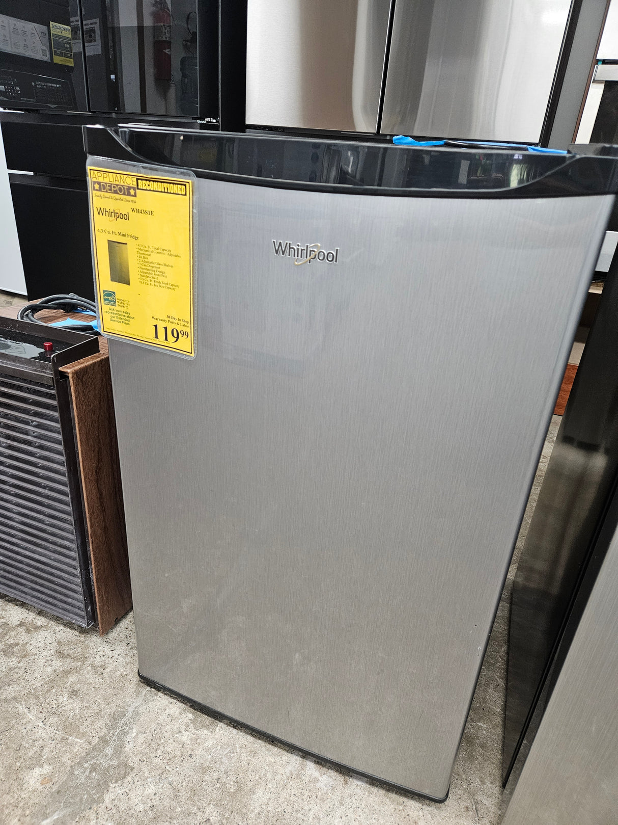 Reconditioned Whirlpool 4.3 Cu. Ft. Mini Fridge WH43S1E