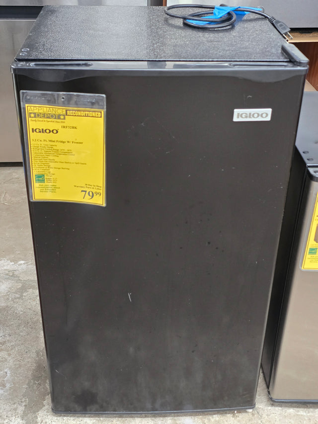 Reconditioned Igloo 3.2 Cu. Ft. Mini Fridge w/ Freezer IRF32BK