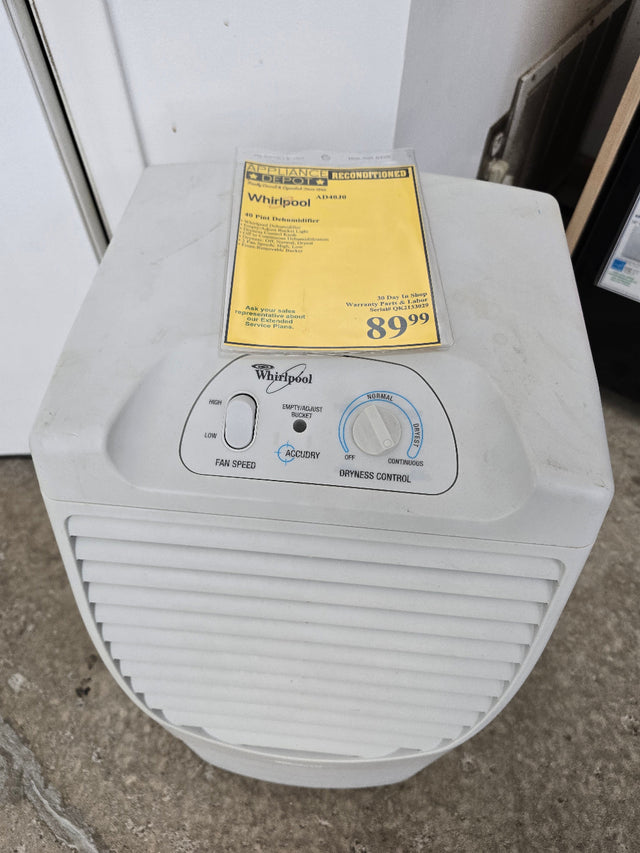 Reconditioned Whirlpool 40 pint Dehumidifier AD40J0