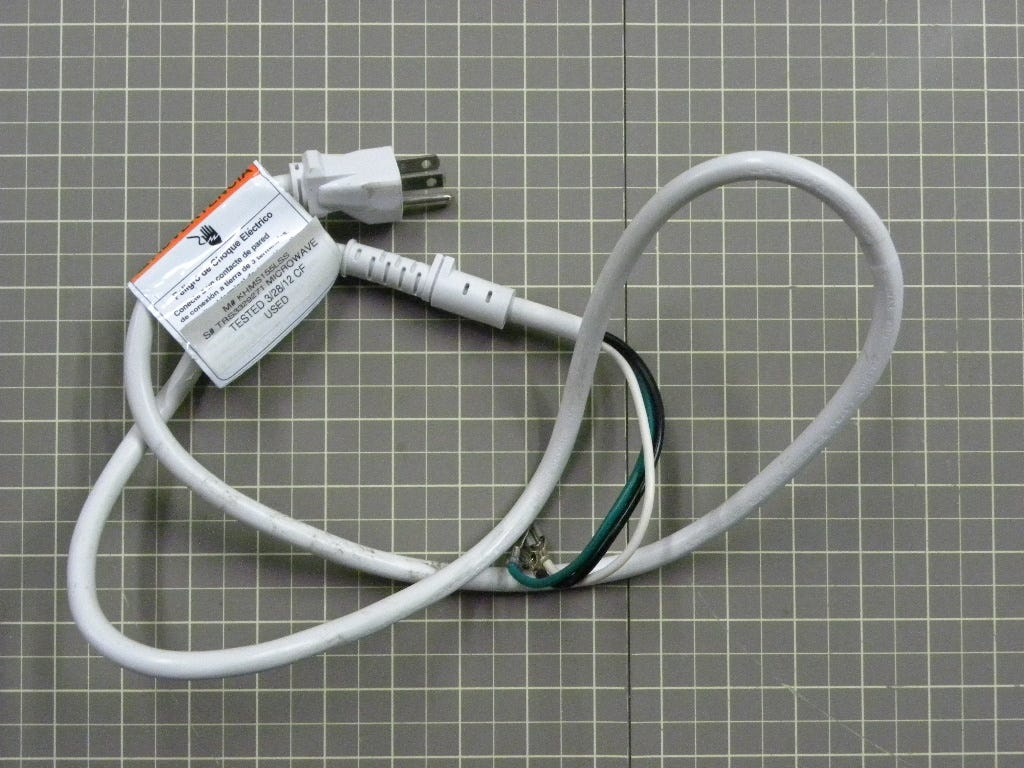 Whirlpool Microwave Power Cord 8205640