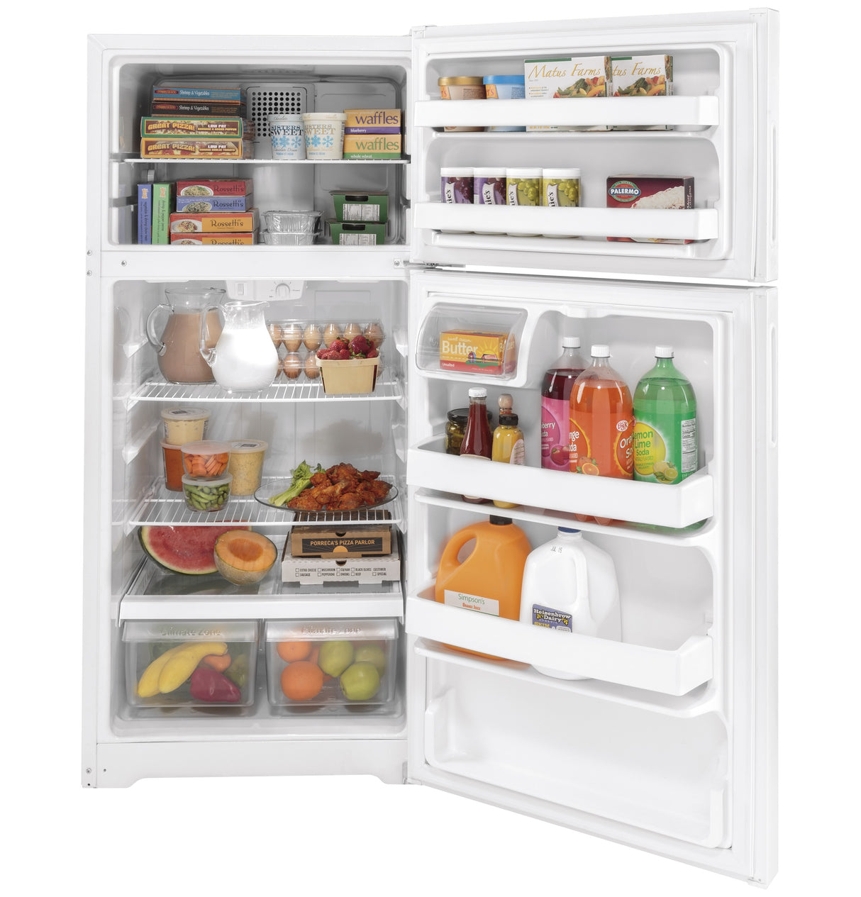 GE ENERGY STAR 16.6 Cu. Ft. Recessed Handle Top-Freezer Refrigerator GPE17CTNRWW