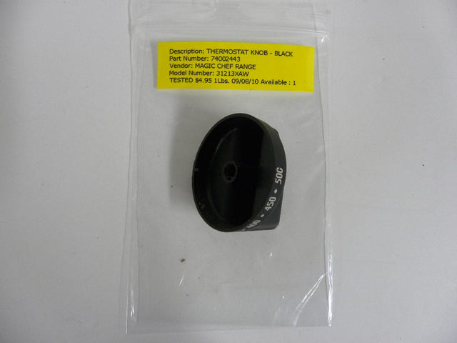 Magic Chef Range Thermostat Knob (Black) 74002443