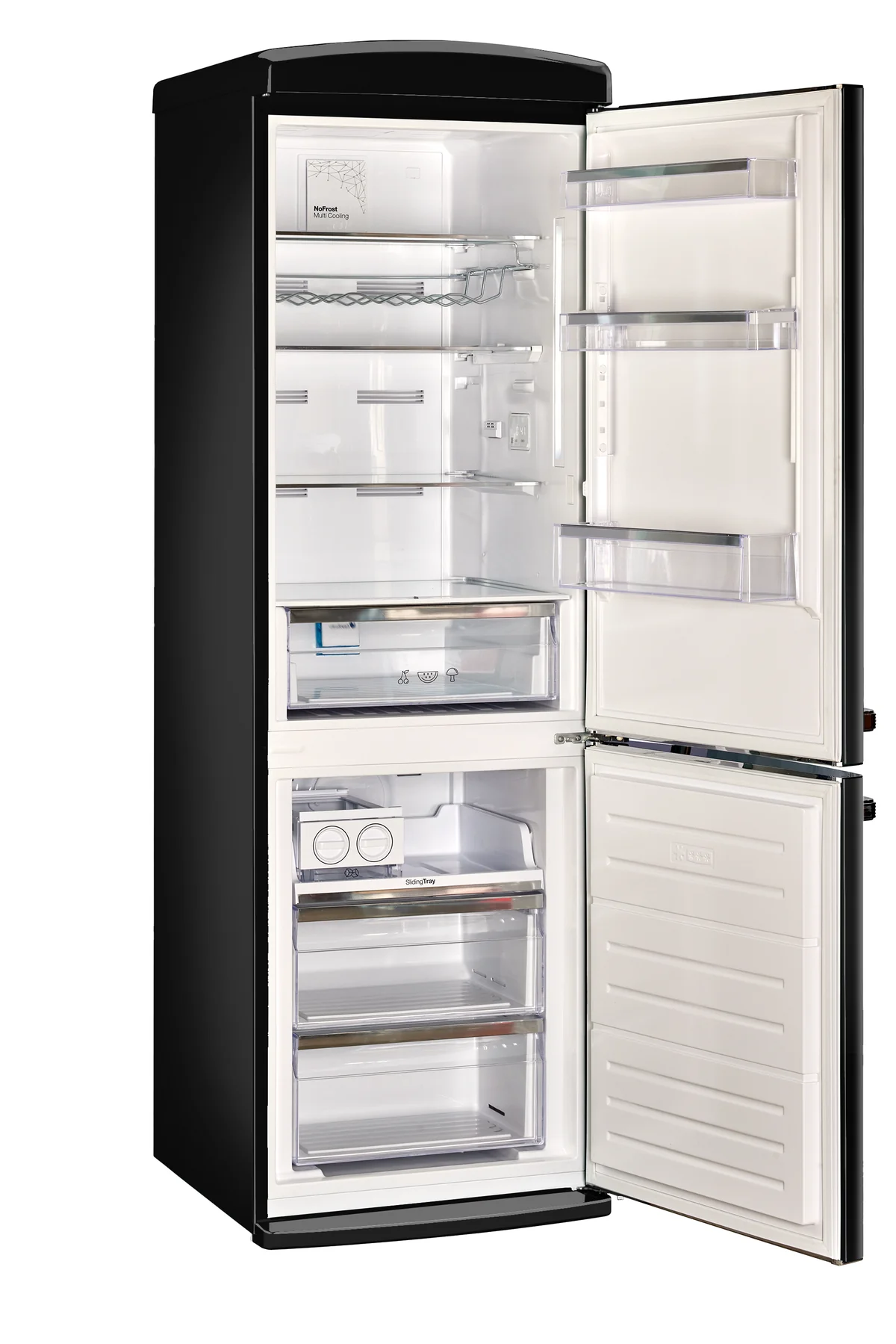 Classic Retro 23.6 in 11.7 cu. ft. Frost Free Retro Bottom Freezer Refrigerator in Midnight Black, ENERGY STAR UGP-340L B AC