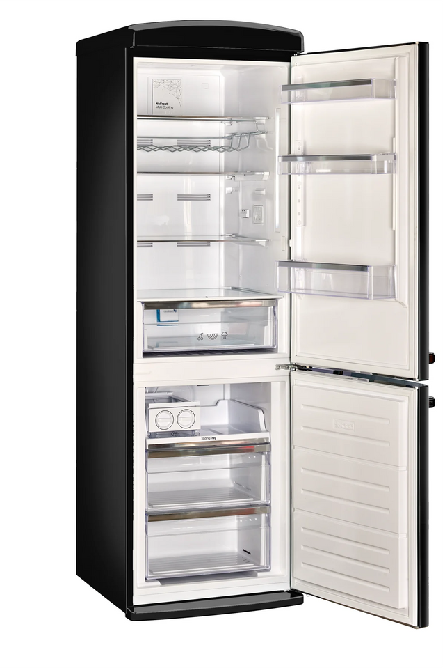 Classic Retro 23.6 in 11.7 cu. ft. Frost Free Retro Bottom Freezer Refrigerator in Midnight Black, ENERGY STAR UGP-340L B AC