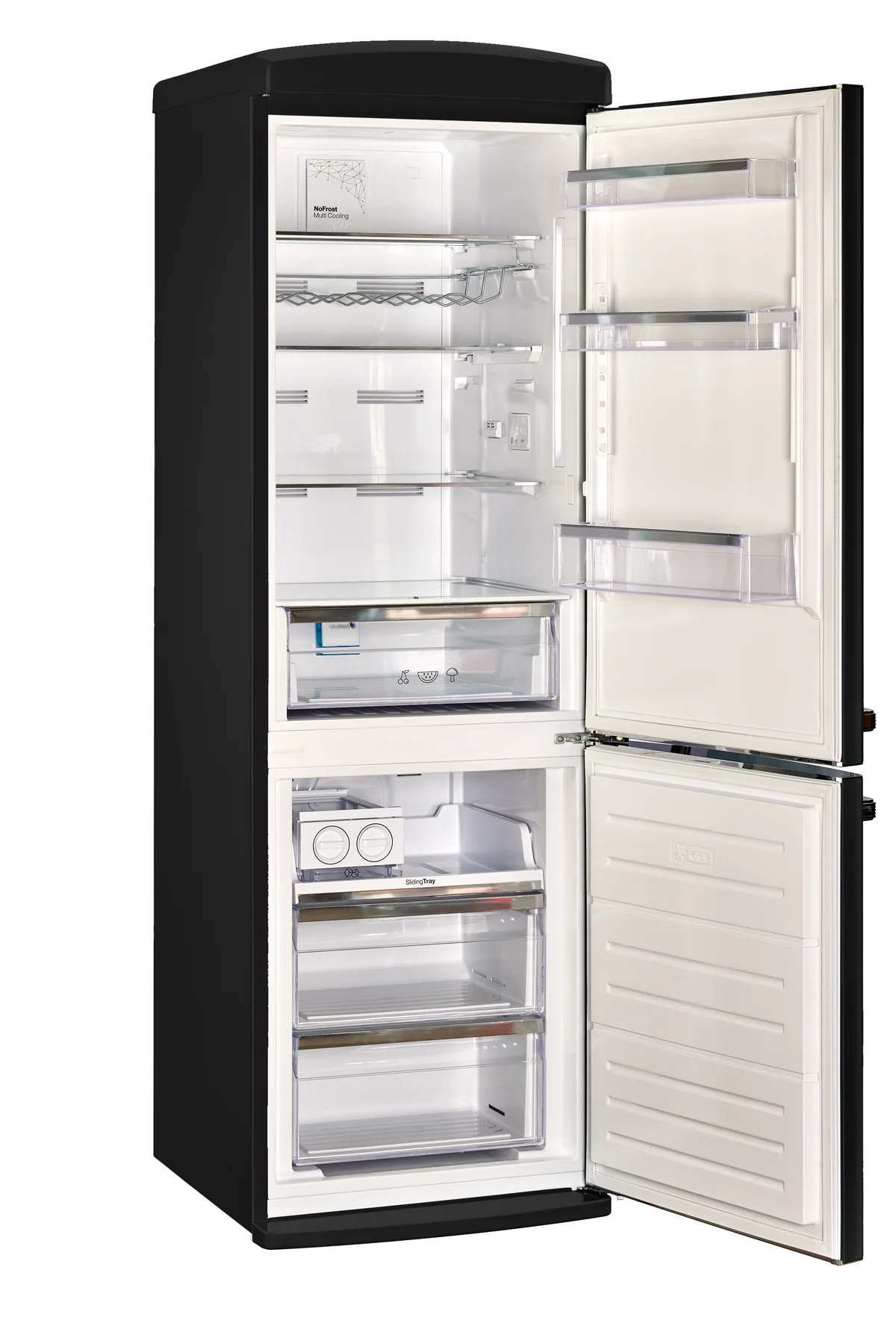 Classic Retro 23.6 in 11.7 cu. ft. Frost Free Retro Bottom Freezer Refrigerator in Matte Black, ENERGY STAR UGP-340L MB AC