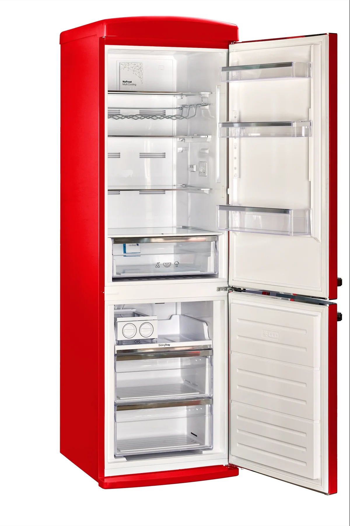 Classic Retro 23.6 in 11.7 cu. ft. Frost Free Retro Bottom Freezer Refrigerator in Candy Apple Red, ENERGY STAR UGP-340L R AC