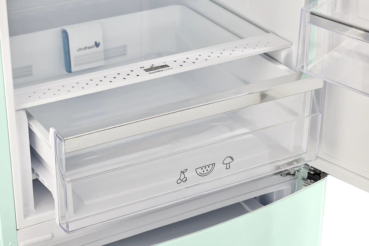 Classic Retro 23.6 in 11.7 cu. ft. Frost Free Retro Bottom Freezer Refrigerator in Summer Mint Green, ENERGY STAR UGP-340L LG AC