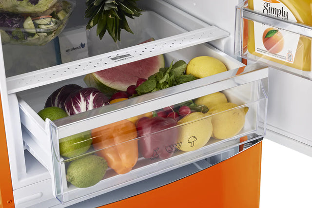 Classic Retro 23.6 in 11.7 cu. ft. Frost Free Retro Bottom Freezer Refrigerator in Creamsicle Orange, ENERGY STAR UGP-340L O AC