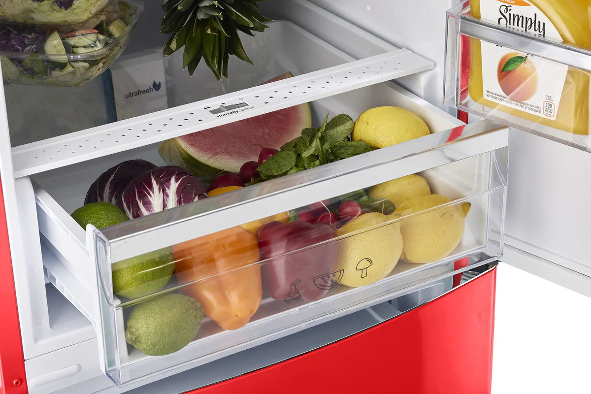 Classic Retro 23.6 in 11.7 cu. ft. Frost Free Retro Bottom Freezer Refrigerator in Candy Apple Red, ENERGY STAR UGP-340L R AC