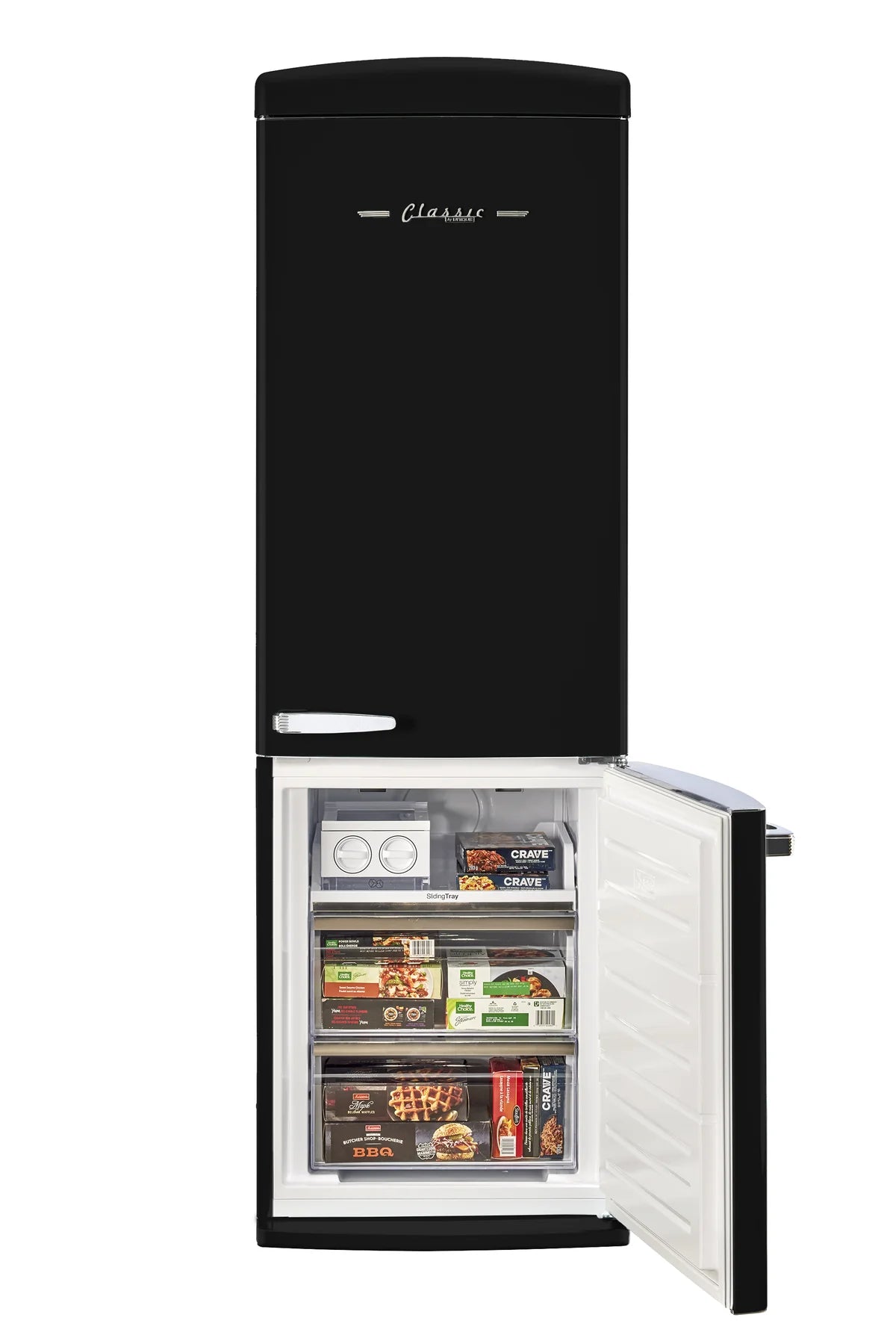 Classic Retro 23.6 in 11.7 cu. ft. Frost Free Retro Bottom Freezer Refrigerator in Matte Black, ENERGY STAR UGP-340L MB AC