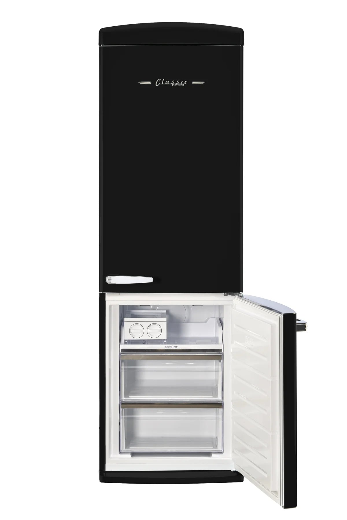 Classic Retro 23.6 in 11.7 cu. ft. Frost Free Retro Bottom Freezer Refrigerator in Matte Black, ENERGY STAR UGP-340L MB AC