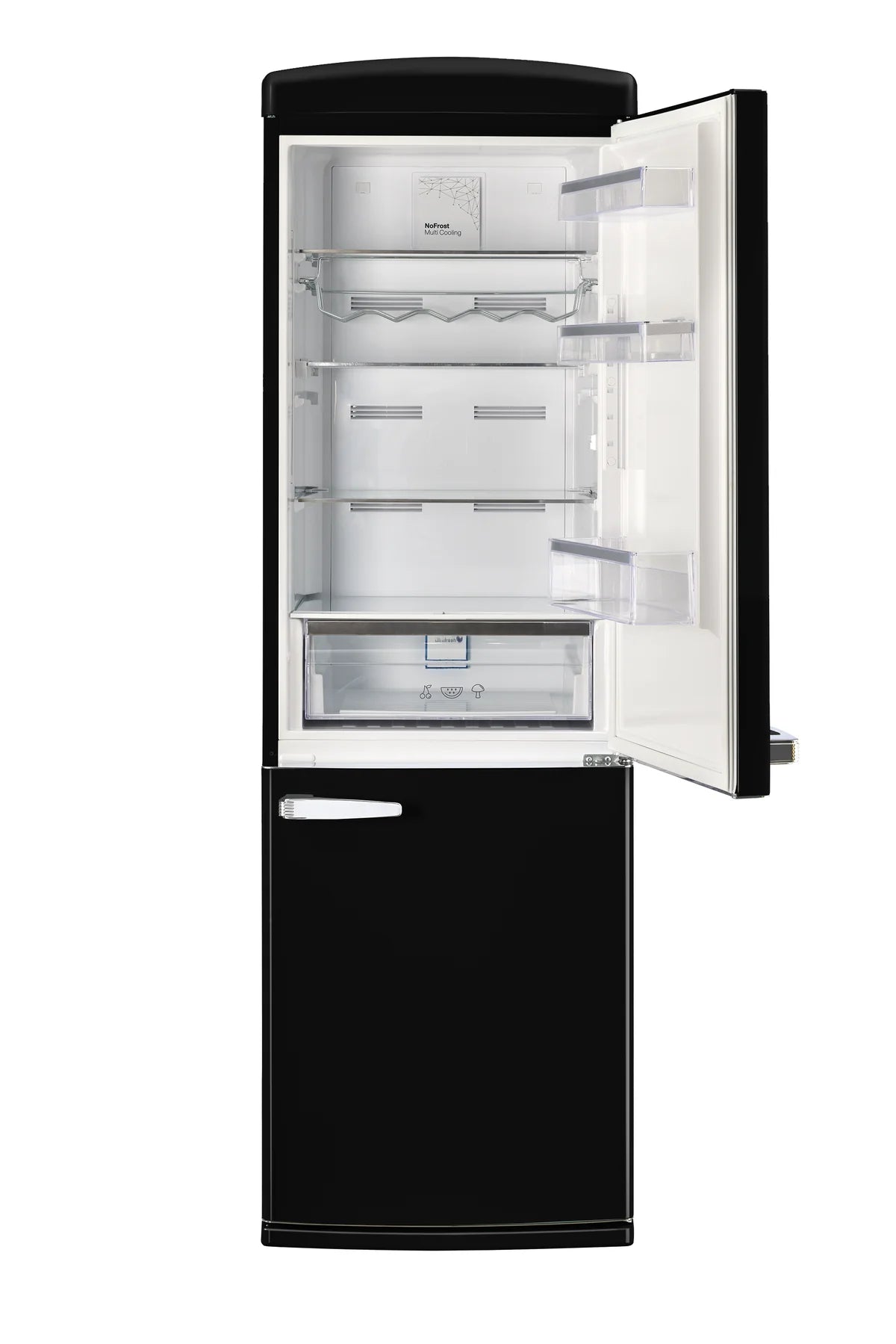 Classic Retro 23.6 in 11.7 cu. ft. Frost Free Retro Bottom Freezer Refrigerator in Midnight Black, ENERGY STAR UGP-340L B AC