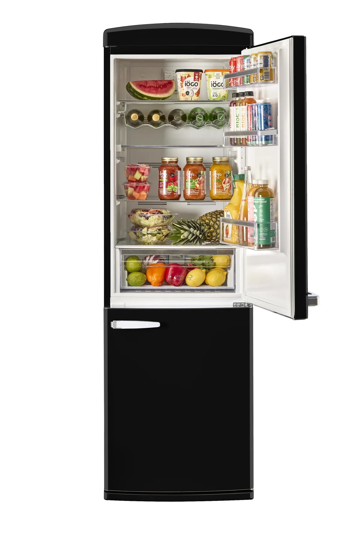 Classic Retro 23.6 in 11.7 cu. ft. Frost Free Retro Bottom Freezer Refrigerator in Midnight Black, ENERGY STAR UGP-340L B AC