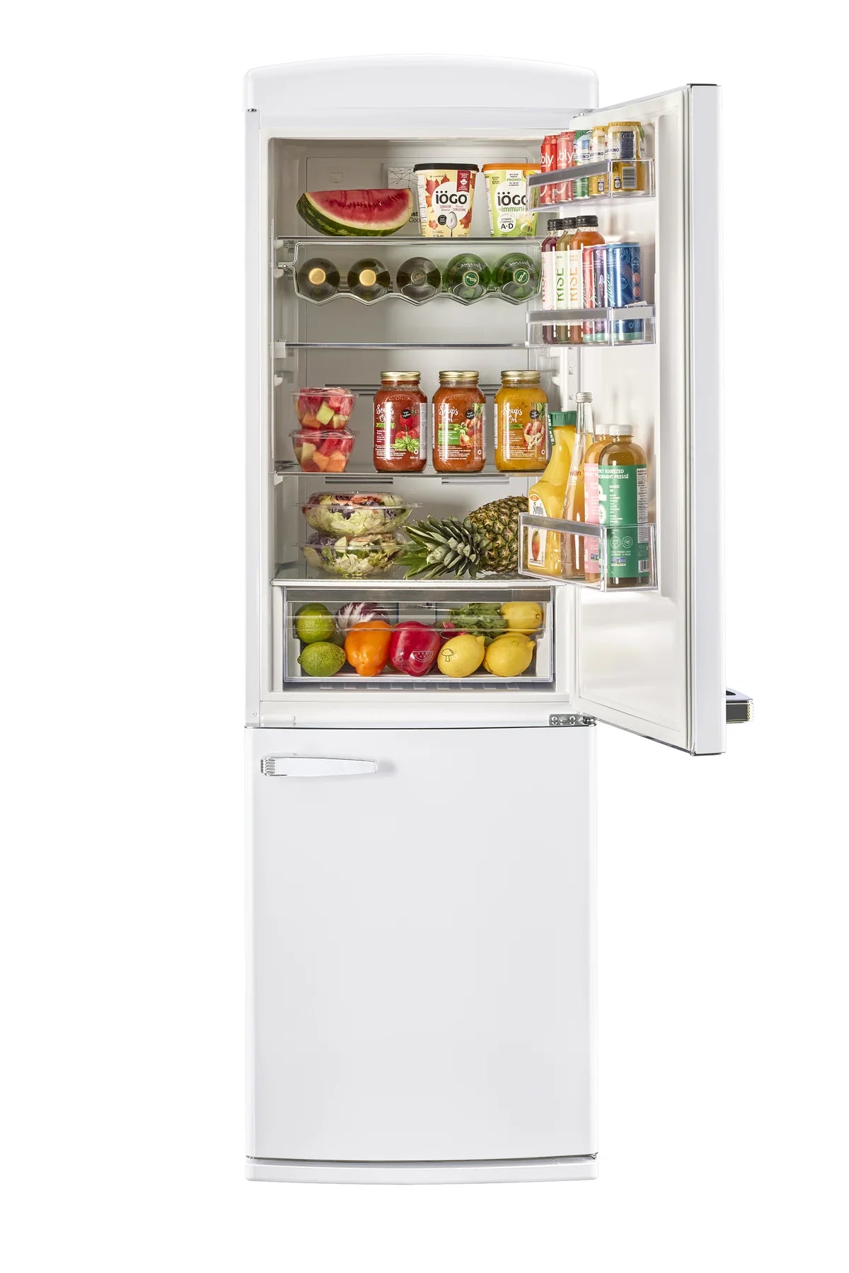Classic Retro 23.6 in 11.7 cu. ft. Frost Free Retro Bottom Freezer Refrigerator in Marshmallow White, ENERGY STAR UGP-340L W AC