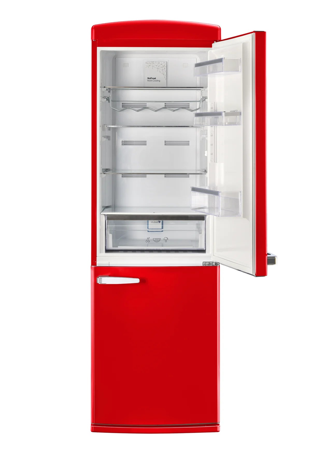 Classic Retro 23.6 in 11.7 cu. ft. Frost Free Retro Bottom Freezer Refrigerator in Candy Apple Red, ENERGY STAR UGP-340L R AC
