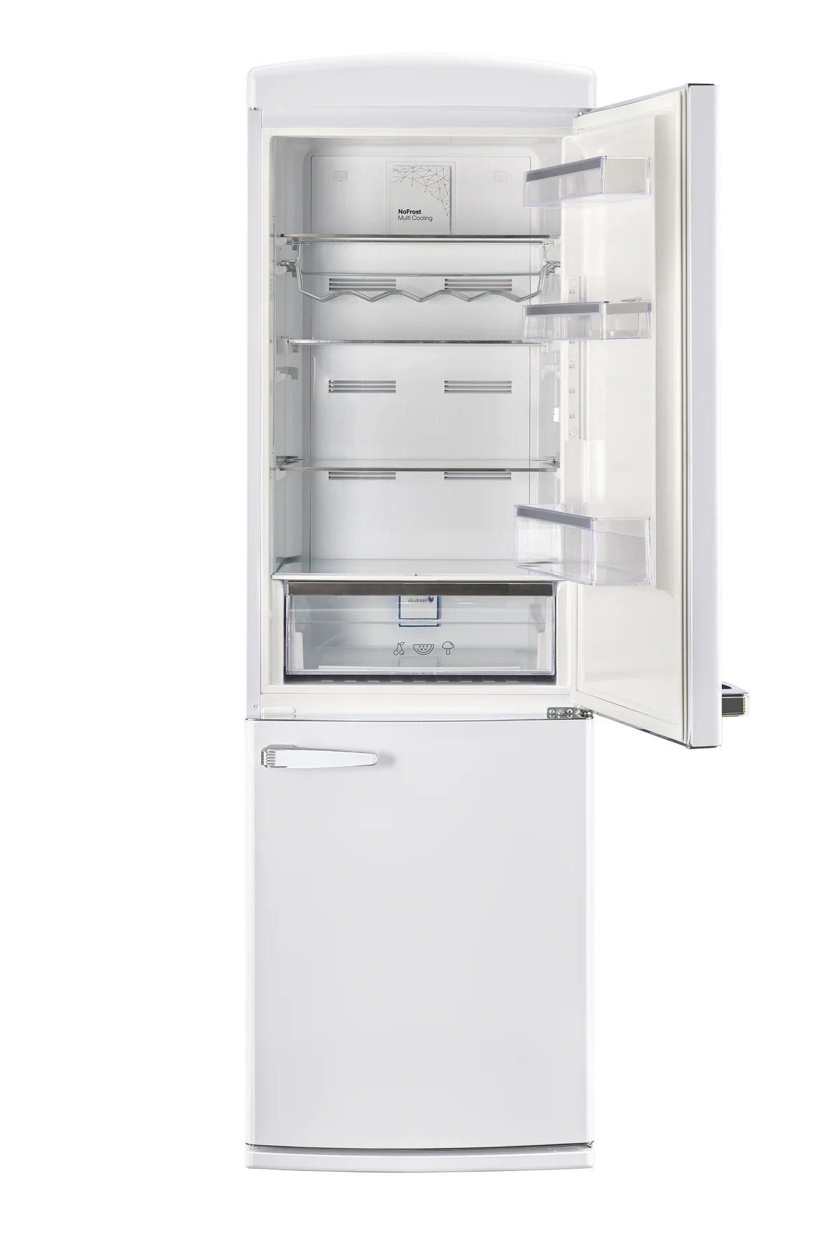 Classic Retro 23.6 in 11.7 cu. ft. Frost Free Retro Bottom Freezer Refrigerator in Marshmallow White, ENERGY STAR UGP-340L W AC