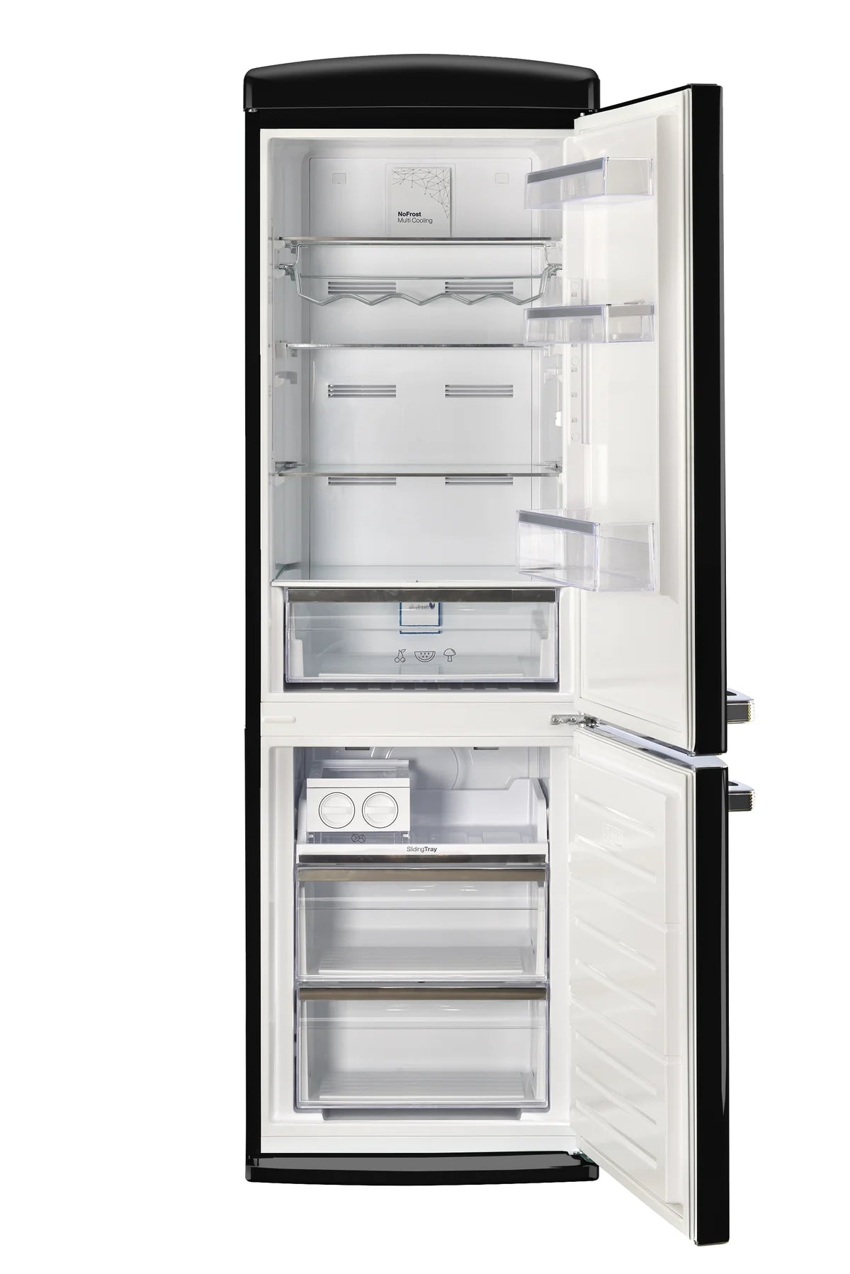 Classic Retro 23.6 in 11.7 cu. ft. Frost Free Retro Bottom Freezer Refrigerator in Midnight Black, ENERGY STAR UGP-340L B AC