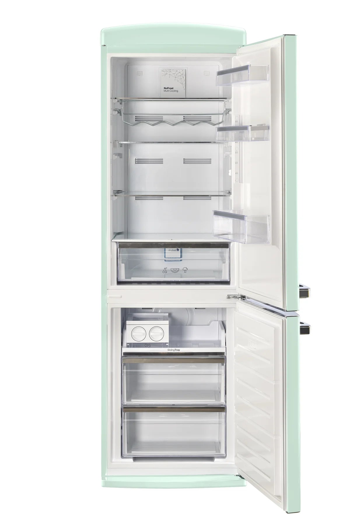 Classic Retro 23.6 in 11.7 cu. ft. Frost Free Retro Bottom Freezer Refrigerator in Summer Mint Green, ENERGY STAR UGP-340L LG AC