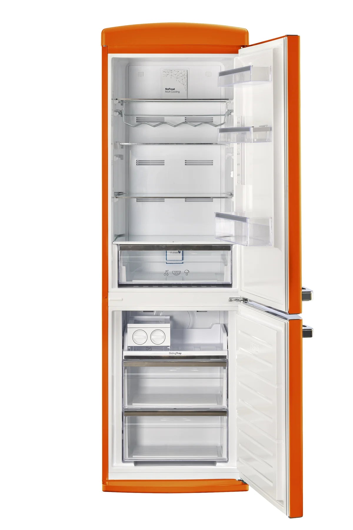Classic Retro 23.6 in 11.7 cu. ft. Frost Free Retro Bottom Freezer Refrigerator in Creamsicle Orange, ENERGY STAR UGP-340L O AC